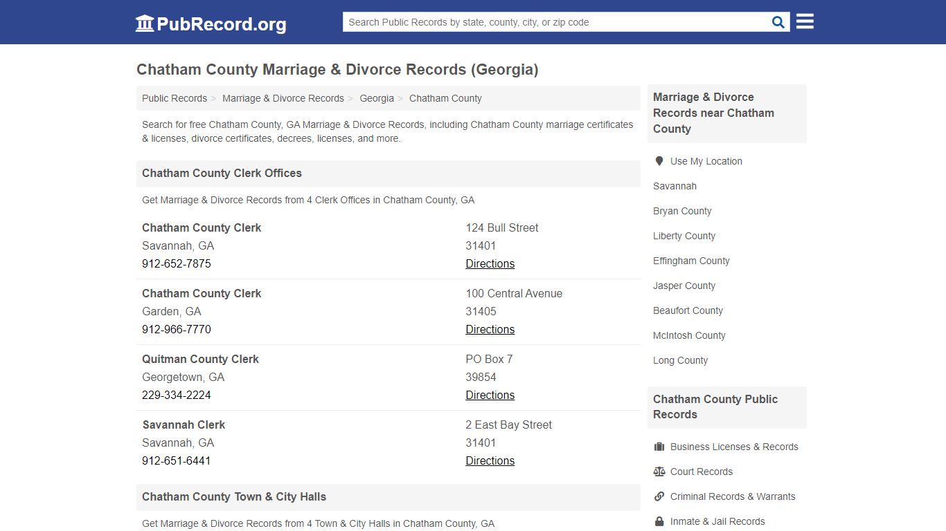 Chatham County Marriage & Divorce Records (Georgia)