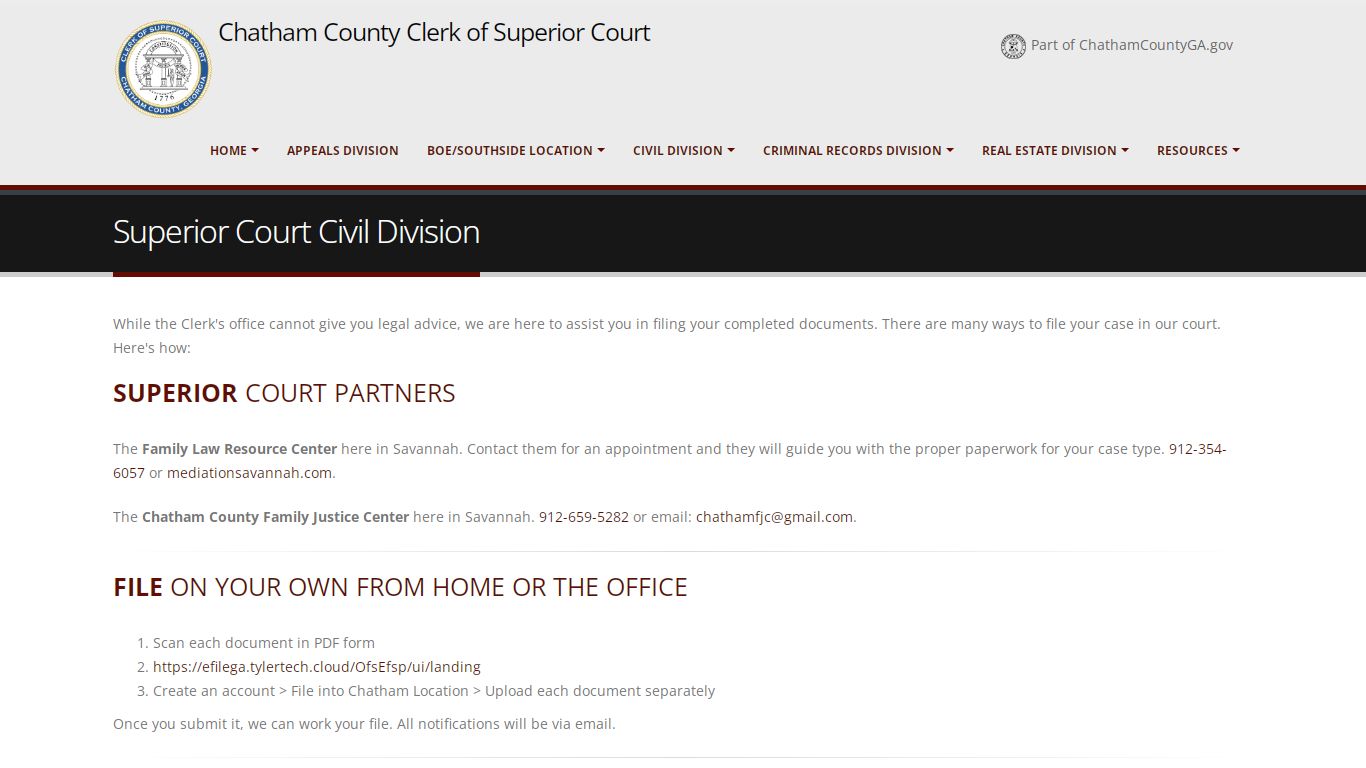 Superior Court Clerk Civil Division - Chatham County, GA